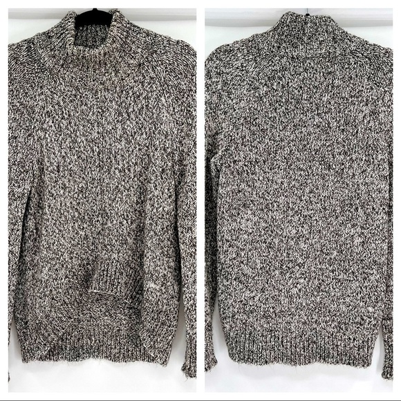 a.n.a Womens Sweater Gray Pullover Long Sleeve Knit Turtleneck Hi-Low Hem Size S - Picture 1 of 11